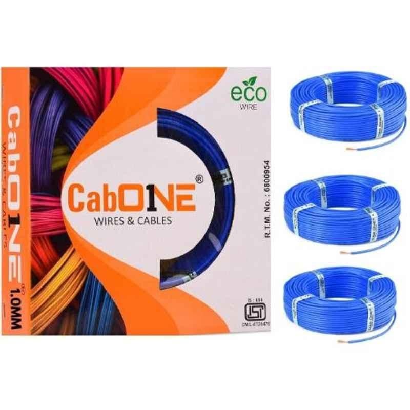CabONE 1 Sqmm Blue FR PVC Insulated Copper Cable, Length: 90 m (Pack of 3)