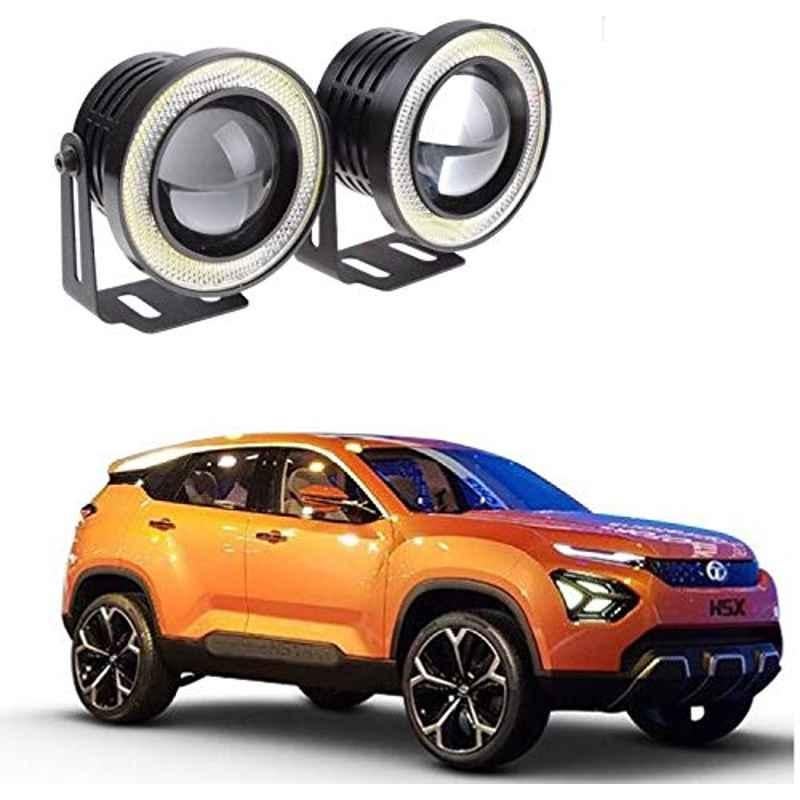 Kozdiko 2 Pcs 15W 3.5 inch High Power White LED Projector COB Fog Light Set with White Angel Eye Ring for Tata Harrier H5X, koz_89219