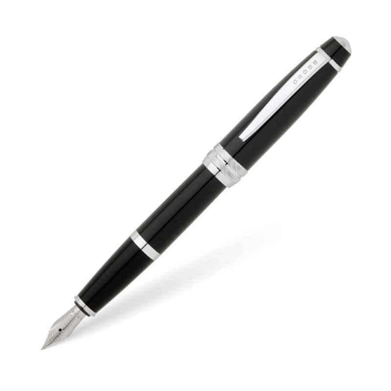 Cross Bailey Black Ink Medium Nib Fountain Pen with 2 Pcs Black Pen Cartridges Set, AT0456-7MS
