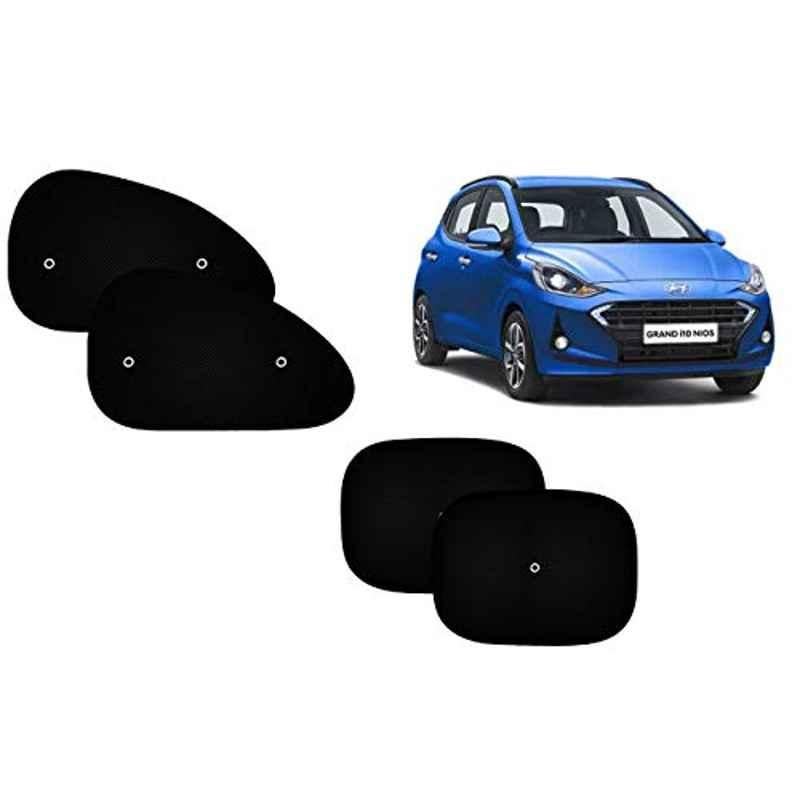 Auto Pearl 4 Pcs PVC & Mesh Black Window Side Sun Shade Set for Hyundai i10 Grand Nios