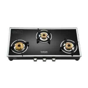 Hindware Vego 3B Glass Top Cooktop with 3 Brass Burner & Manual Ignition, CT 100177