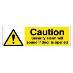 SUNSIGNS 600x200mm Vinyl & Sun Board Caution Security Alarm will Sound if Door is Opened Signage, SN0132VNLM1HPIAAM