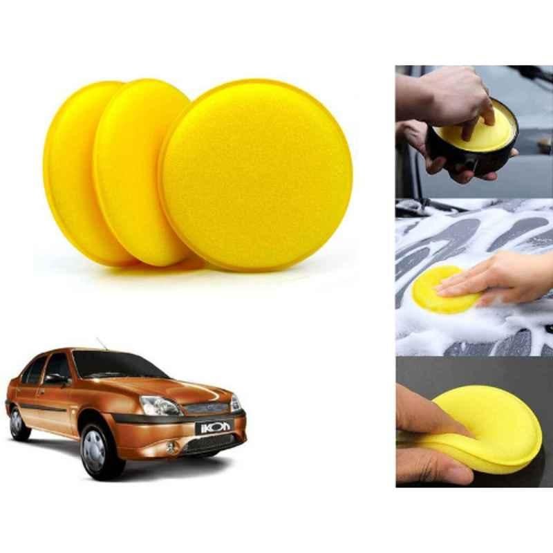 Auto Pearl Polyurethane Beige Washing & Waxing Polish Foam Sponge for Ikon (Pack of 3)