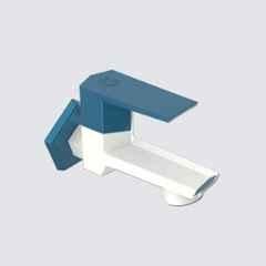 RN G20 15mm PTMT White & Marine Blue Foam Flow Long Body Bib Cock with Flange, RNG2045A32