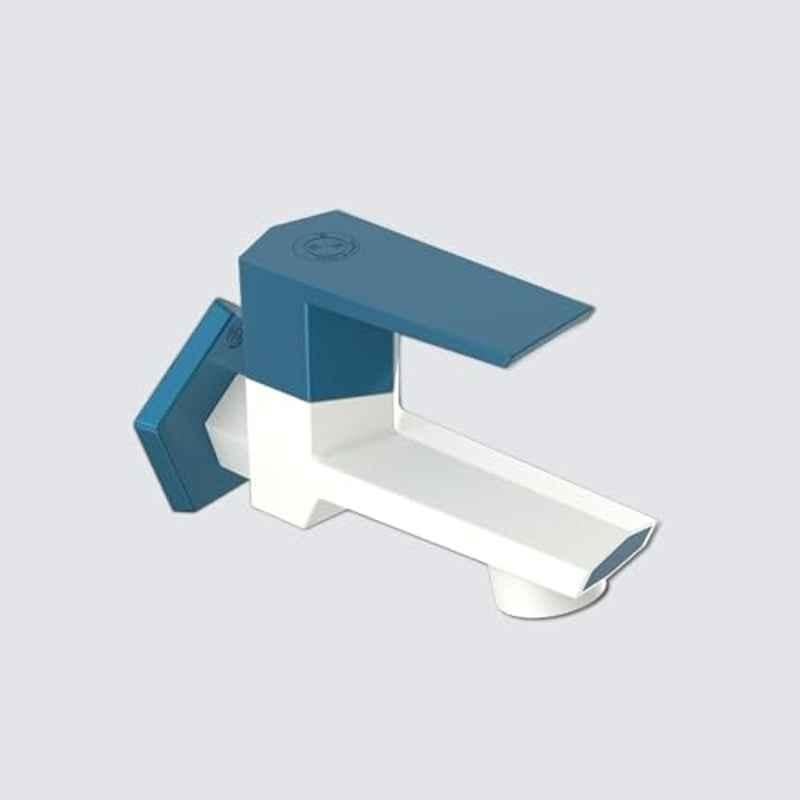 RN G20 15mm PTMT White & Marine Blue Foam Flow Long Body Bib Cock with Flange, RNG2045A32