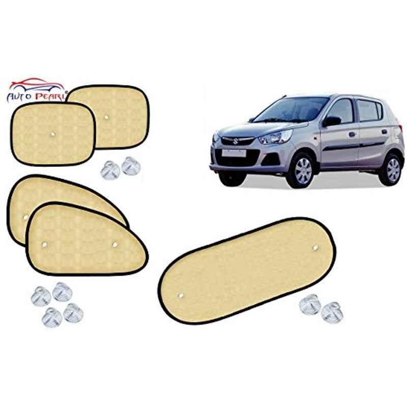 Auto Pearl 5 Pcs PVC & Mesh Beige Window & Rear Sun Shade Set for Maruti Suzuki Alto K10 2018
