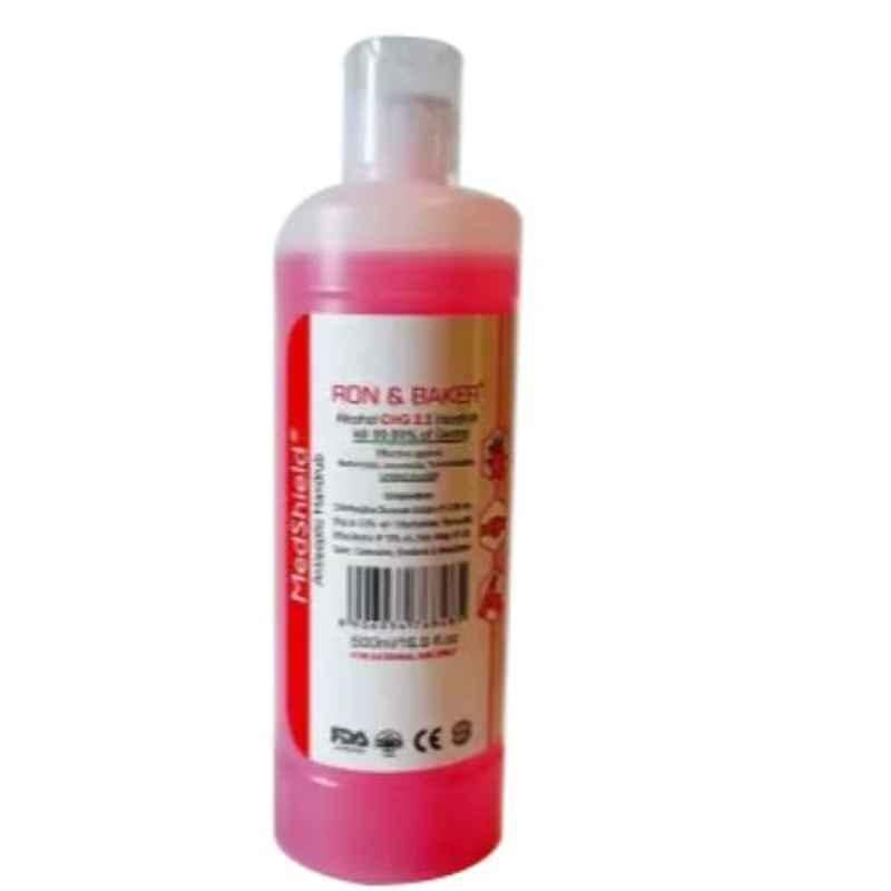 Ron & Baker 500ml Pink Medshield Alcohol Based CHG Hand Rub Sanitizer, RBHR500-P10 (Pack of 10)