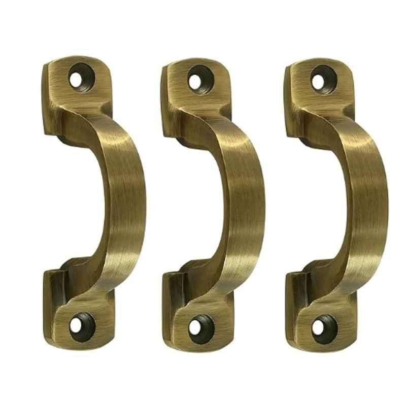 Mix & Match Victorian 3 inch Cast Iron Brass Antique Finish Cabinet Pull Handle for Wardrobe, Cupboard & Window (Pack of 3)