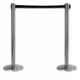 Ladwa 2 Pcs Stainless Steel Hook Type Barricade Set with 2.25m Black Belt & A4 Sign Plate, LSI-QMB-A4-P2-N