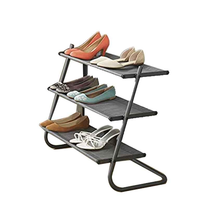 Whitmor 3 Tier Gray Shoe Shelve with Overlapping Liners, 708432