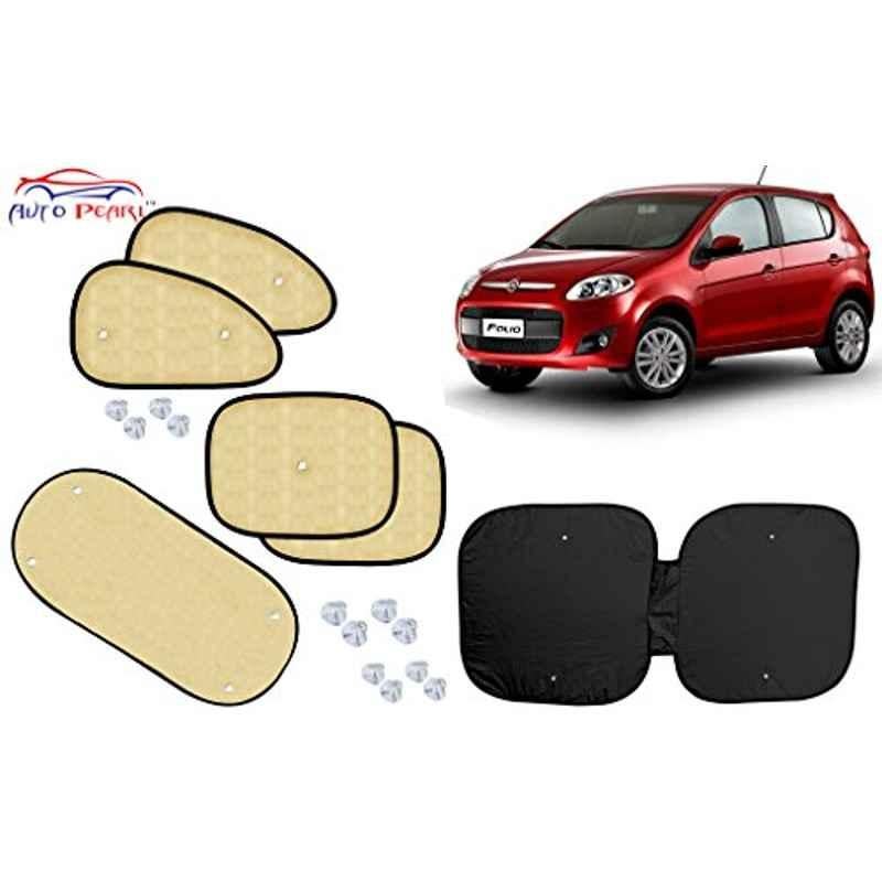 Auto Pearl 6 Pcs PVC & Mesh Beige Window, Front & Rear Sun Shade Set for Fiat Palio