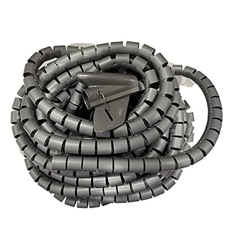 30mm PE Grey Spiral Wrapping Band with Clip Cable Organizer