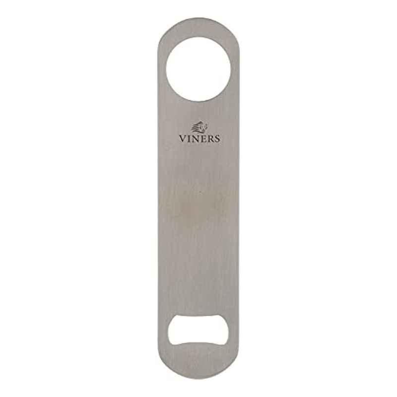 Viners 0302.219 18cm Stainless Steel Barware Flat Classic Brushed Bottle Opener with Hanging Hole