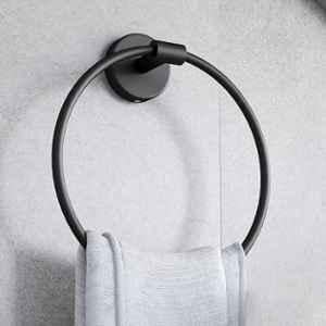 Plantex Black Towel Ring for Bathroom/Stainless Steel Towel Holder/Round Napkin Ring/Towel Stand for Bathroom/Bathroom Accessories