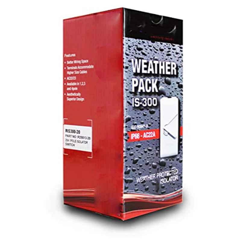 Rexton IS300 40A 1 Pole IP66 Polycarbonate Grey Weatherproof Isolator, R25513-40