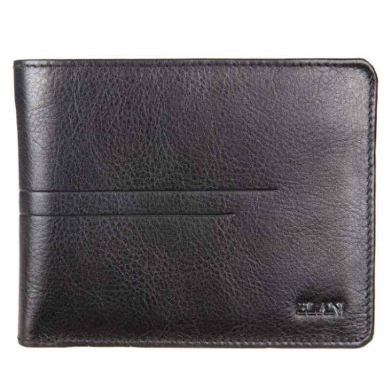 Elan Classic 12x10x3cm 12 Slot Black Leather Card Wallet with Flap, ECW-9506-BK