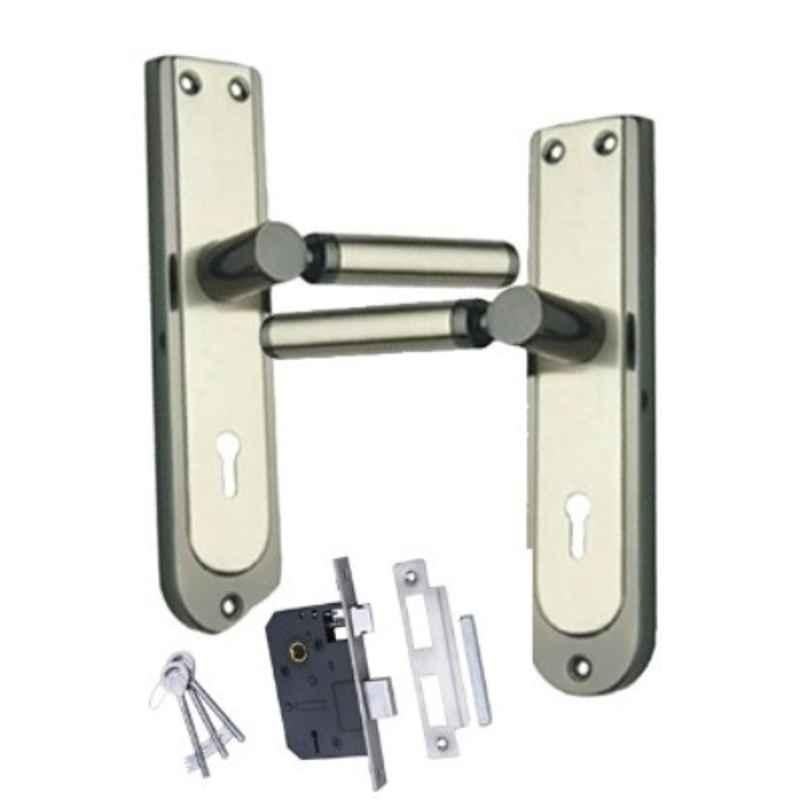 MSP M-1702 7 inch Iron Black & Silver Mortice Door Handle Lock Set with 3 Keys, M-1702BSH7
