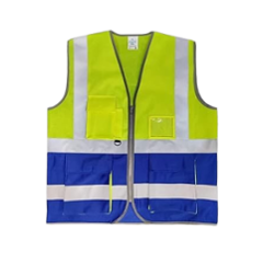 Evion ES-032-YL/RB-XL Polyester Yellow & Royal Blue Reflective Safety Jacket, Size: XL