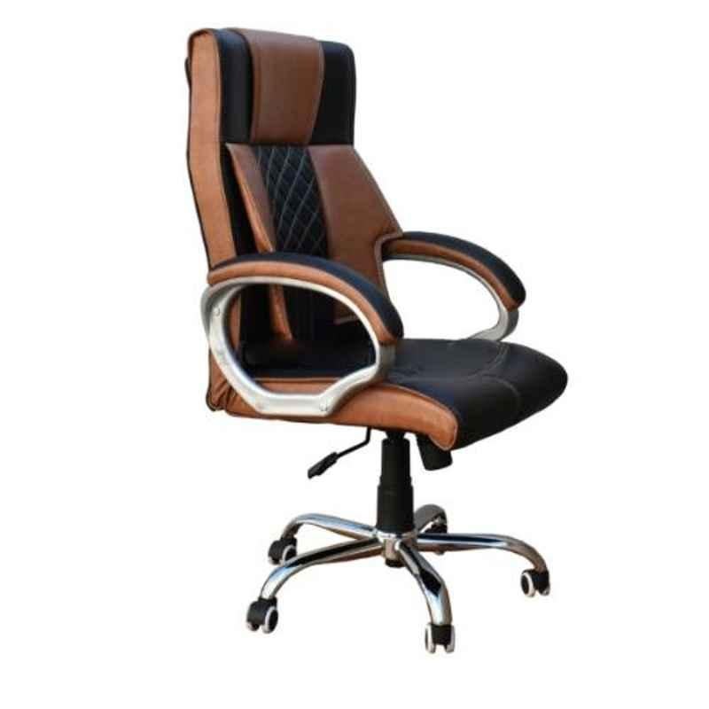 Modern India Leatherate Black & Brown High Back Office Chair, MI231