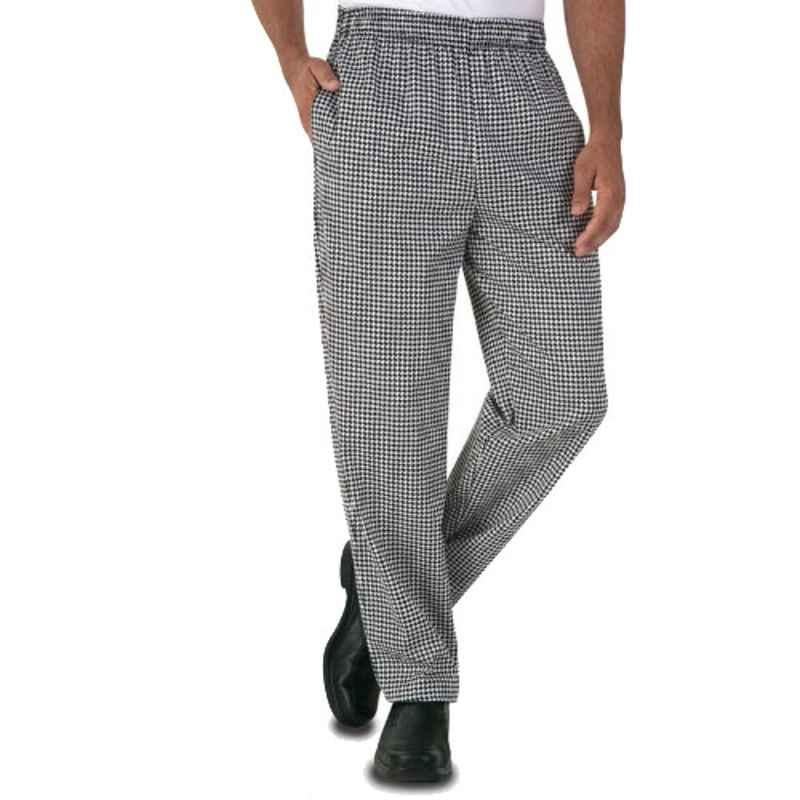 Superb Uniforms Polyester & Cotton Black & White Checkered Chef Pant, SUWB/Honth/CP011, Size: 40 inch