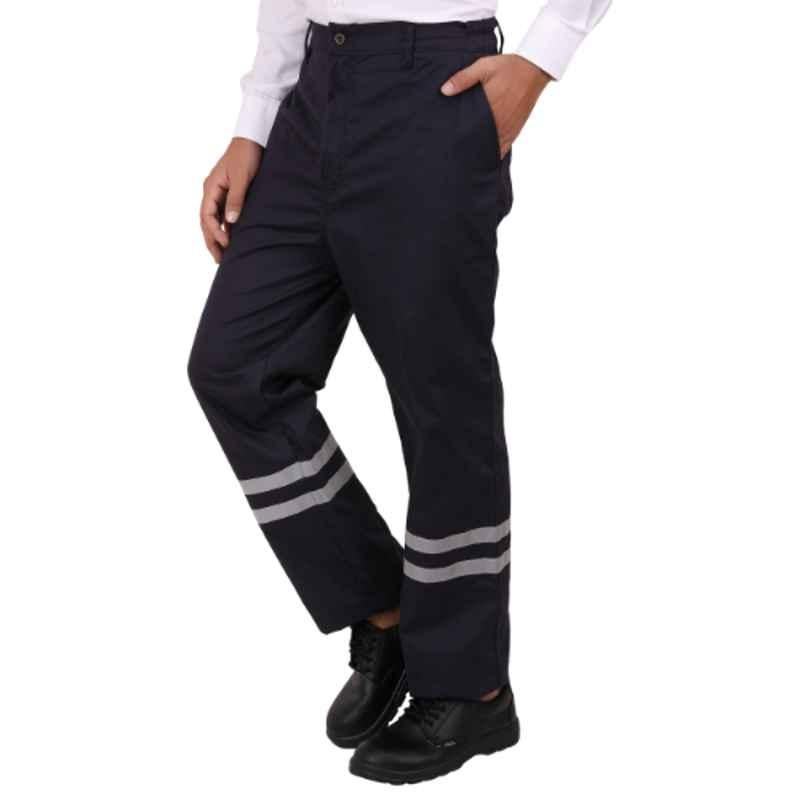 Club Twenty One Workwear Port Flame Cotton Navy Blue Safety Pyrovatex Treated FR Trouser, 3004, Size: L