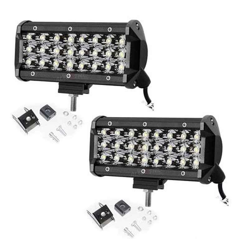 AllExtreme EX24FW2 24 LED 72W 7.5 inch White Waterproof Spot Beam Cube Fog Light Bar with Mounting Bracket