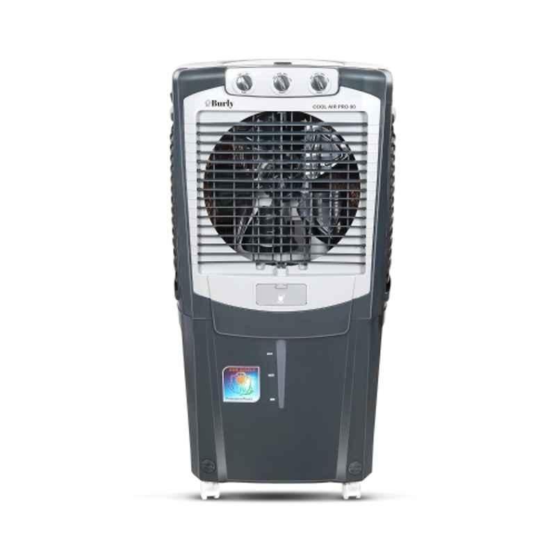 Burly Coolair Pro 90 190W 90 Litre Plastic Grey Desert Cooler with Honeycomb Pad Cooling & 1 Year Warranty