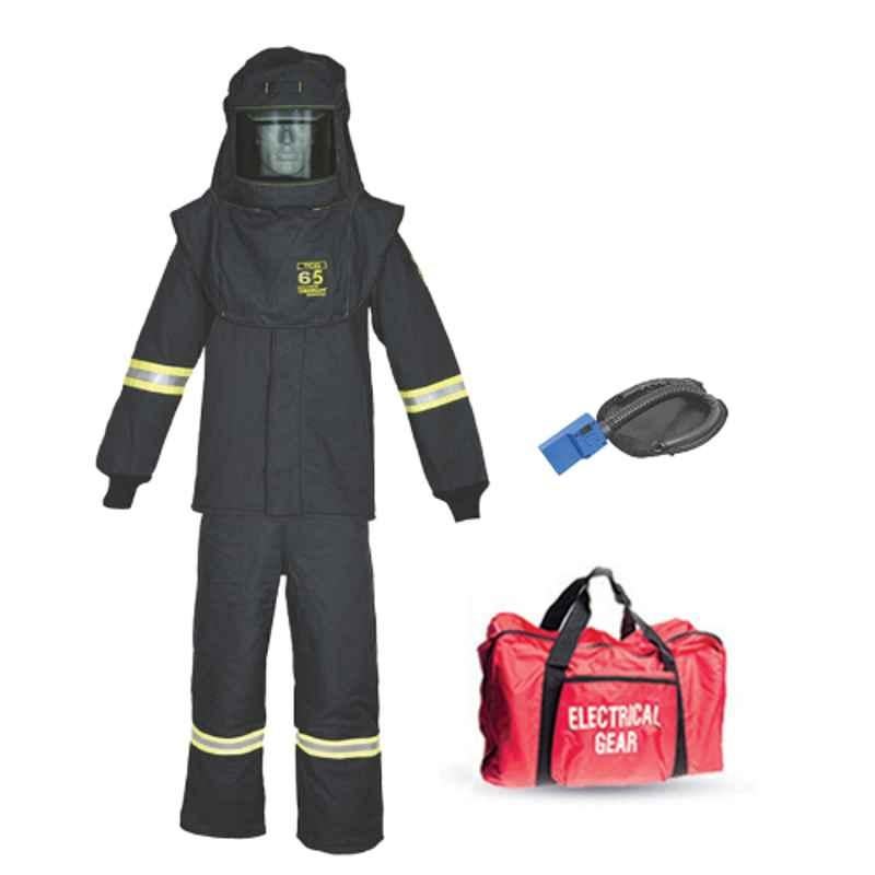 Oberon TCG6B-XL+HVS PPE-4 100 Cal TCG Arc Flash Hood Coat & Bib Overall Suit, Size: X-Large