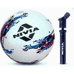 Nivia Storm White Football with Pump, Size: 5 (Pack of 2)