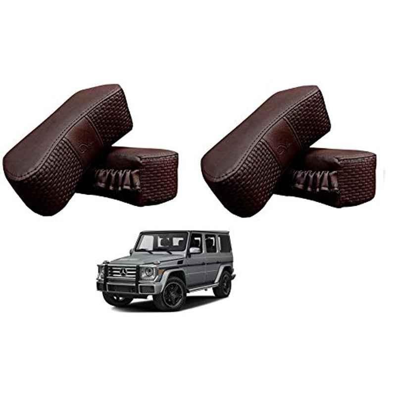 Kozdiko 4 Pcs CV Designer Cola Leatherite Neck Rest Car Cushion Pillow Set for Mercedes Benz G-Class