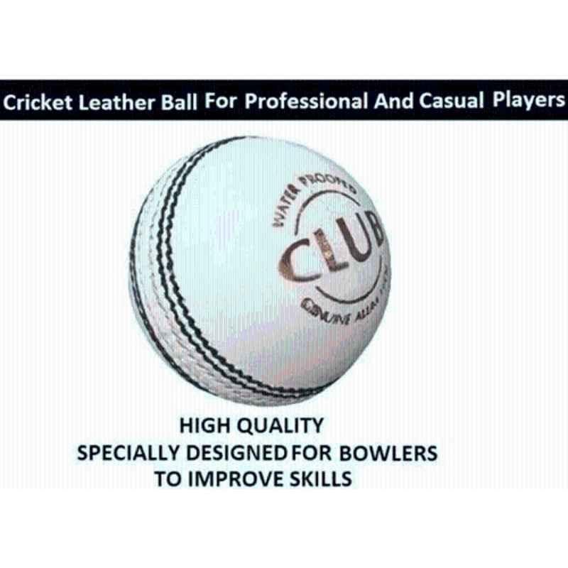 Bhavya Sports White Club 11 Cricket Leather Ball (Pack of 2) Cricket Leather Ball (Standard) (Pack of 2) White)