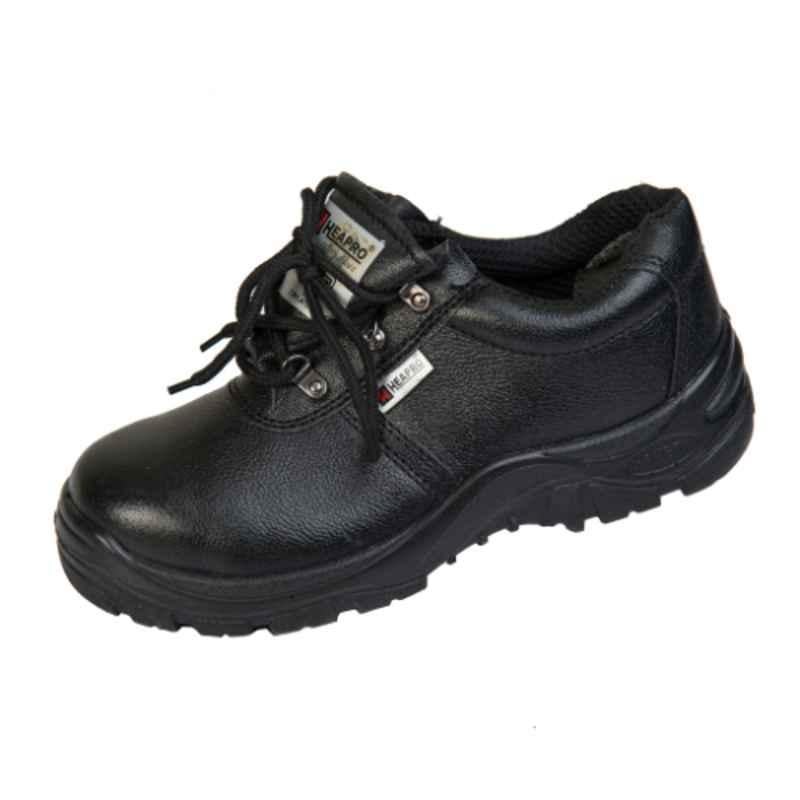 Heapro HI-501 Leather Low Ankle Black Work Safety Shoes, Size: 9