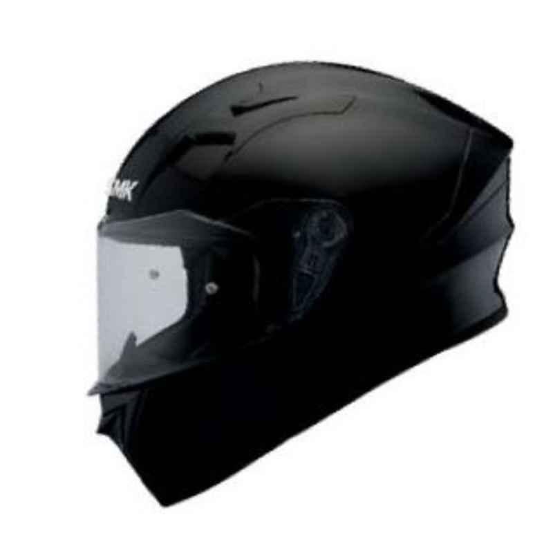 SMK Typhoon Unicolour Black Full Face Motorbike Helmet, GL200, Size: Large