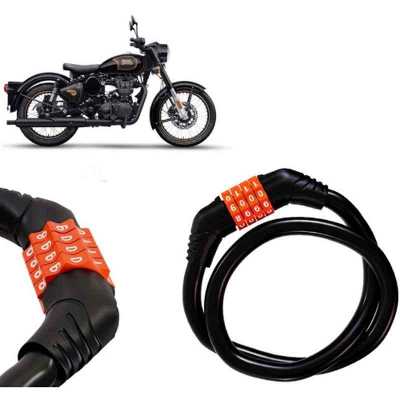 Auto Pearl Black & Orange 4 Digit Anti-Theft Combination Number Lock for Classic 500
