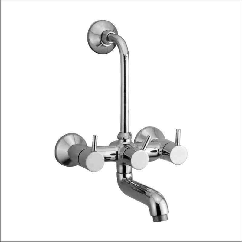 Spazio Flare Brass Chrome Finish Xtra Premium Heavy Wall Mixer with Wall Mounted L-Bend