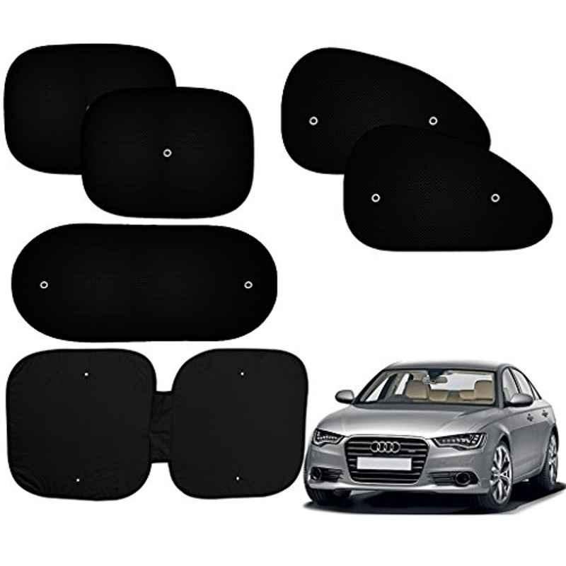 Auto Pearl 6 Pcs PVC & Mesh Black Window, Front & Rear Sun Shade Set for Audi A6