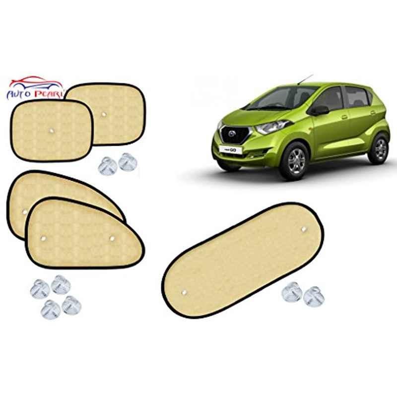 Auto Pearl 5 Pcs PVC & Mesh Beige Window & Rear Sun Shade Set for Datsun Redi GO