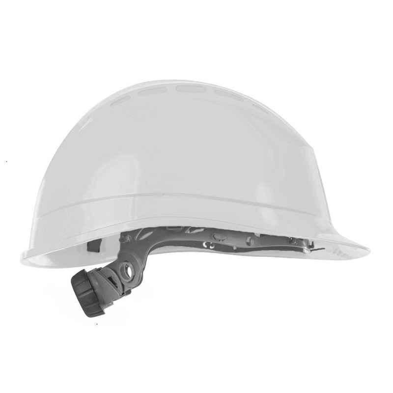 Mallcom Diamond III White Ratchet Safety helmet with CH01STR Chin Strap Set (Pack of 6)