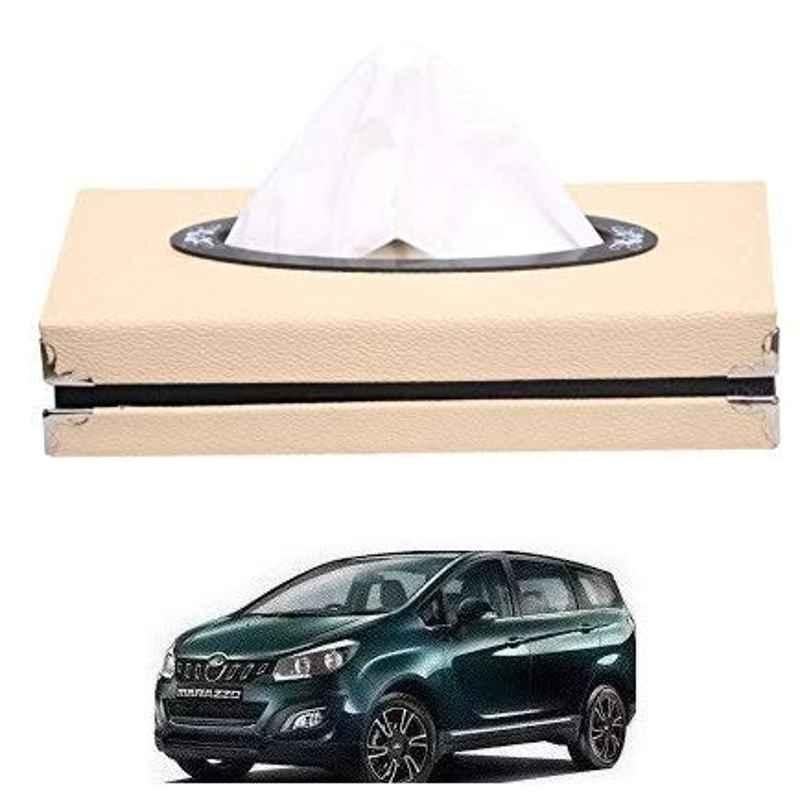 Kozdiko Leatherette Beige Tissue Paper Dispenser Box with 200 Sheets (100 Pulls) for Mahindra Marazzo