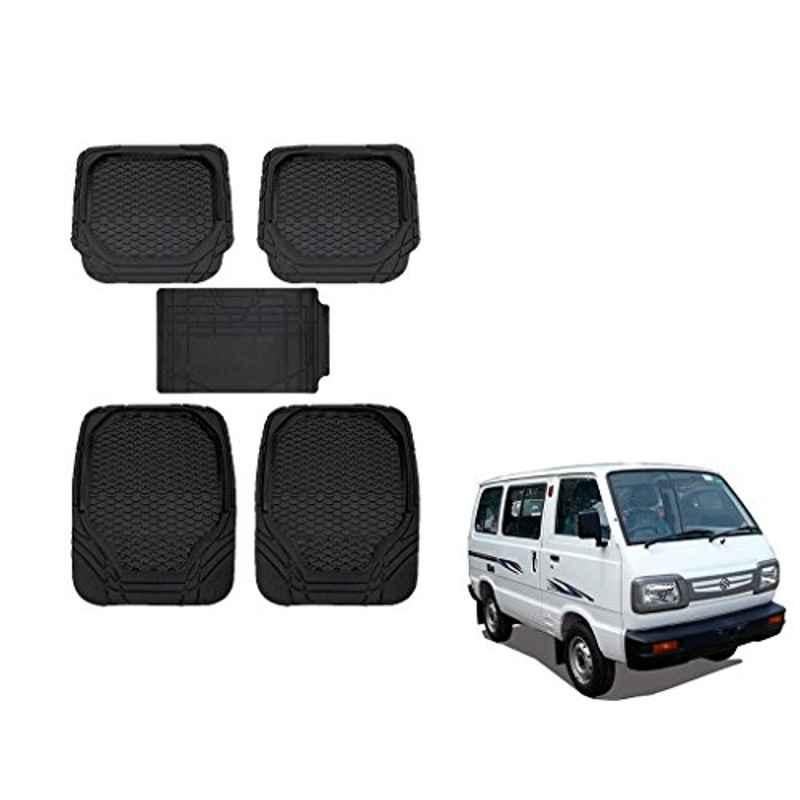 Kozdiko 8855TW 5 Pcs Rubber Black Rubber Car Mat Set for Maruti Omni