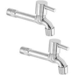 Zesta Turbo Stainless Steel Silver Long Body Bib Cock with Flange, Size: Standard (Pack of 2)