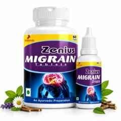 Zenius India Migrain 60 Pcs Tablet & 30ml Drop Kit with Amla, Baheda, Harad, Mulethi & Chitraka for Helps Relieve Migraine Pain & Supports Healthy Brain Function