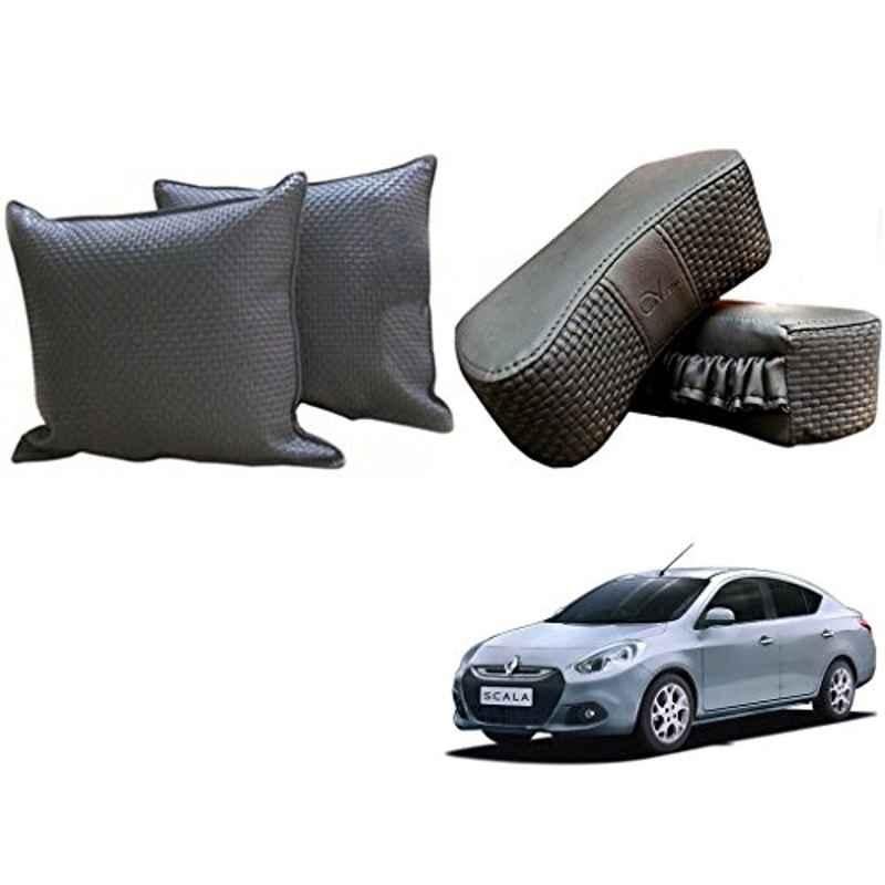 Kozdiko One Pair Grey Neck Rest & One Pair Cushion Combo for Renault Scala