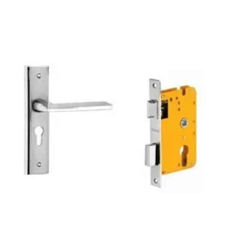 Dorset HL Series Ceto 8 inch Stainless Steel Silver Chrome Finish Door Handle Lock Set with Mortise Latch (Pack of 4)