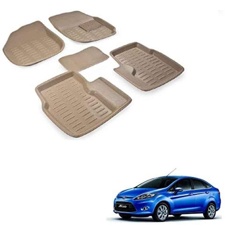 Kozdiko 5 Pcs 3D Beige Car Foot Mat Set for Ford Fiesta, koz_68000