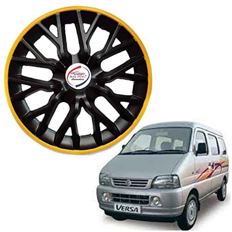 Auto Pearl 4 Pcs 13 inch ABS Black & Yellow PBY 18 Hubcap Wheel Cover Set with Retention Ring for Maruti Suzuki Versa