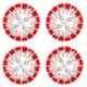 Prigan 4 Pcs 14 inch White & Red Press Fitting Wheel Cover Set for TATA Bolt