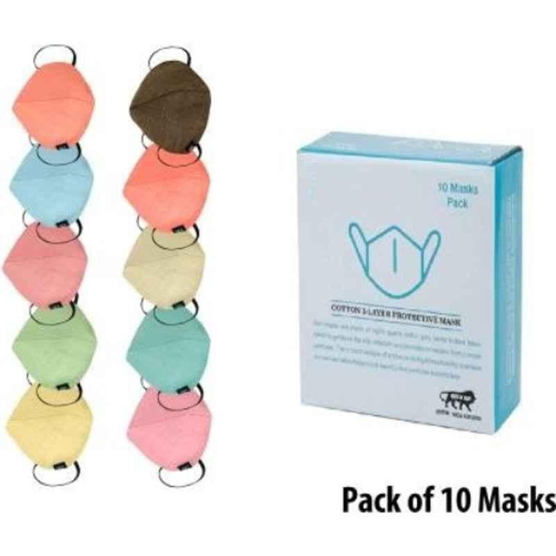 Wellstar 10 Pcs 3 Layer Cotton Reusable & Washable Face Mask Set with Melt Blown Fabric, MM-39