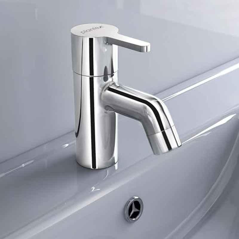 Plantex ORE-1401 Chrome Brass Pillar Cock Water Tap/Pillar Cock for Wash Basin with Teflon Tape/Single Lever Tabletop Basin Tap