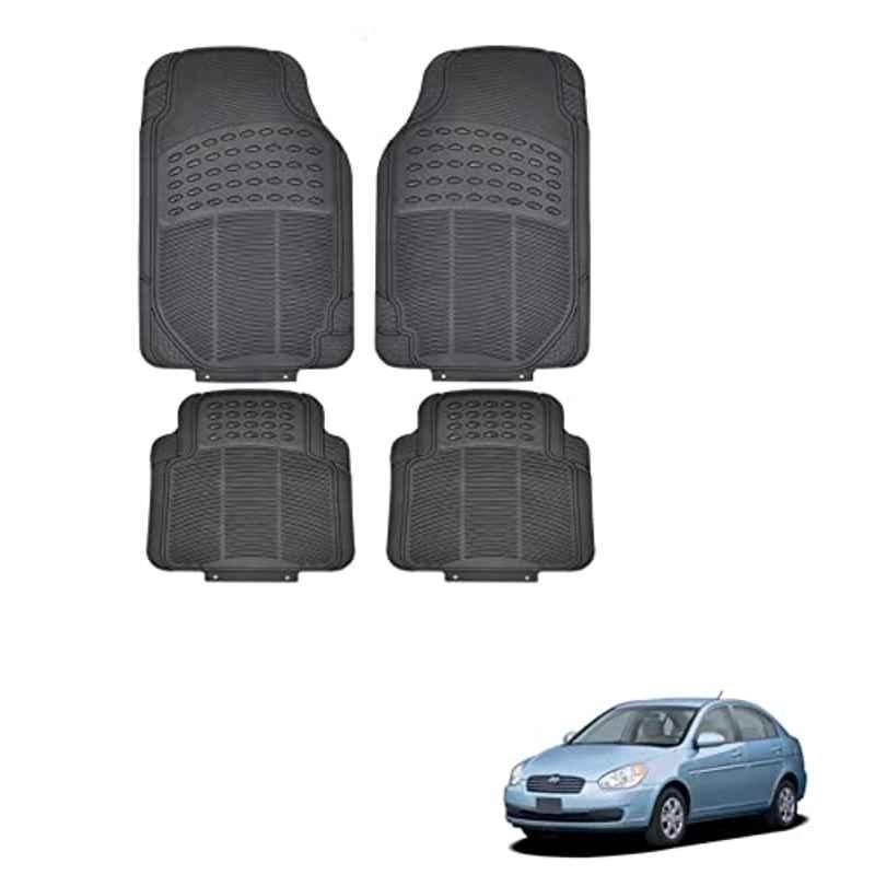 Kozdiko 4 Pcs Rubber Black Car Simple Floor Mat Set for Hyundai Old Verna
